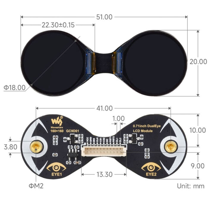 0.71inch Double Eye Round IPS LCD Display (160 x 160) - Image 8