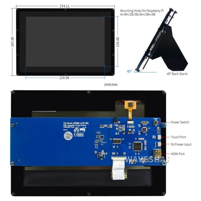 10.1inch IPS HDMI 1280x800 Touch Screen & Case (USB) - Image 8