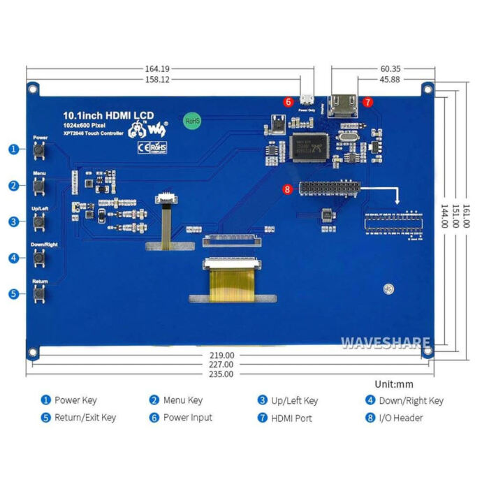 10.1inch IPS Resistive Touchscreen LCD (1024??600) - Image 5