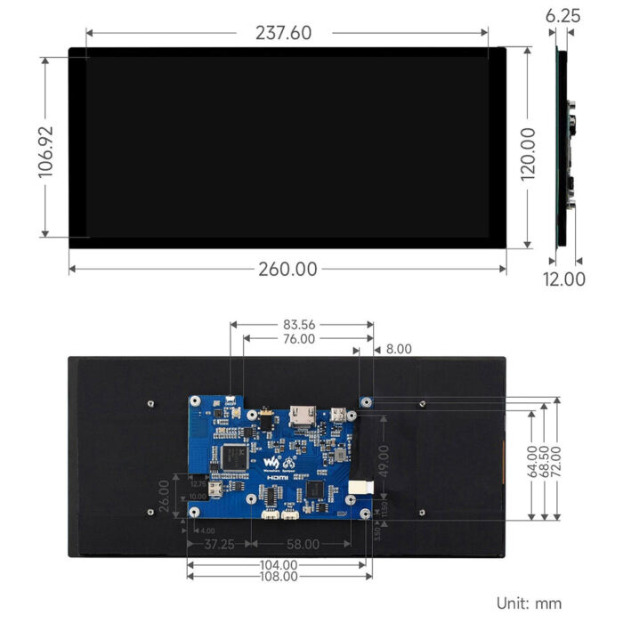 10.4inch QLED Quantum Dot Capacitive Display (1600 x 720) - Image 6