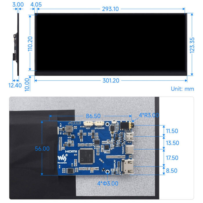 12.3inch IPS Capacitive 10-Point Touch Display (1920 x 720) - Image 6