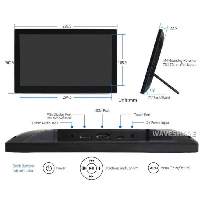 13.3inch IPS Capacitive Touch HDMI LCD with Case (1920x1080) - Image 4