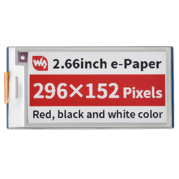 2.66inch E-Paper Display Module for Raspberry Pi Pico (Red/Black/White) (296??152)