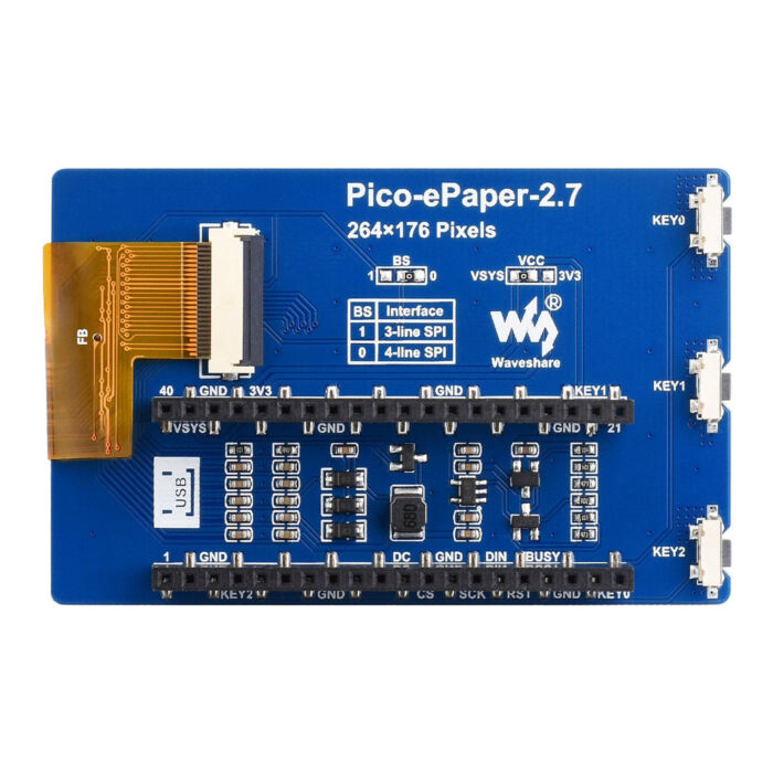 2.7inch E-Paper Display Module for Raspberry Pi Pico (264 x 176) - Image 4