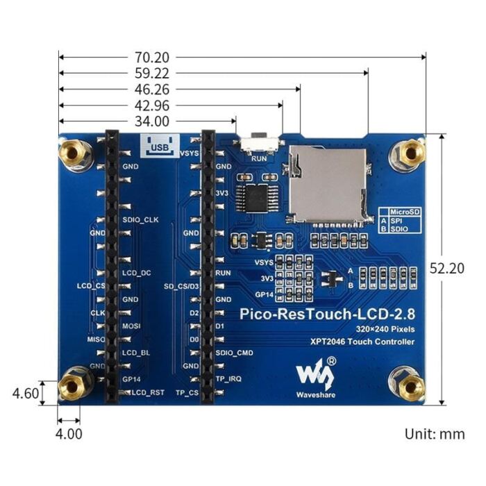 2.8inch Touchscreen IPS LCD Display for Raspberry Pi Pico (320x240) - Image 8