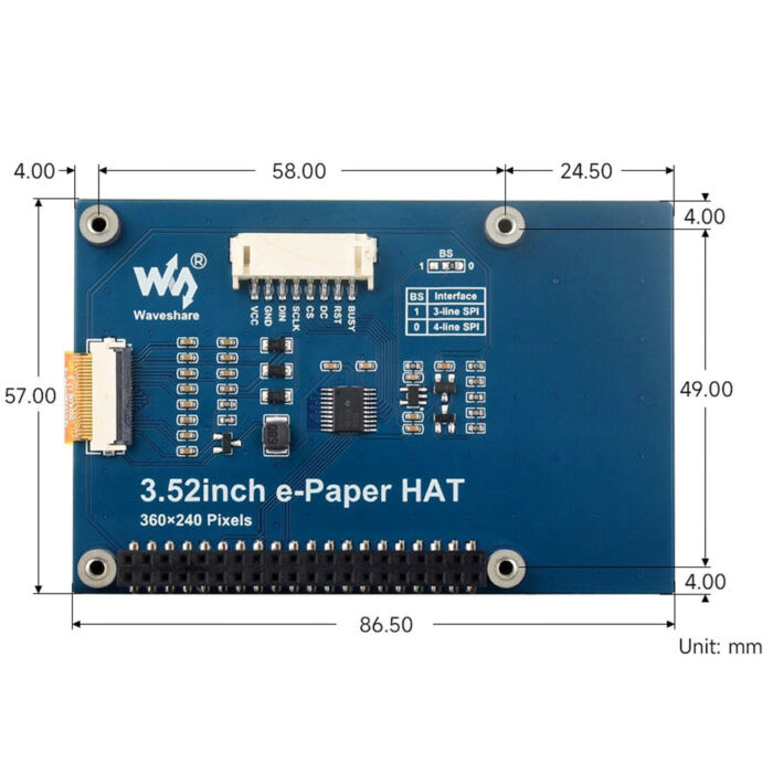 3.52inch E-Paper HAT for Raspberry Pi (360x240) - Image 6