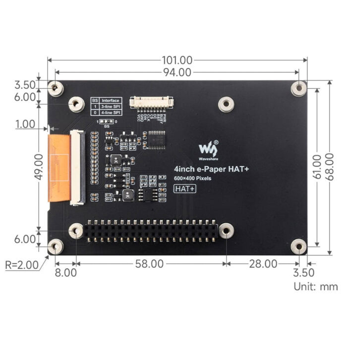 4inch Full-Colour E-Paper Display HAT+ for Raspberry Pi (600x400) - Image 6