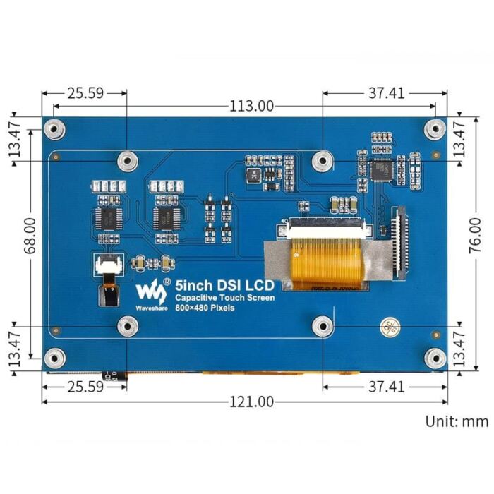 5inch DSI Capacitive Touch Display for Raspberry Pi (800??480) - Image 6