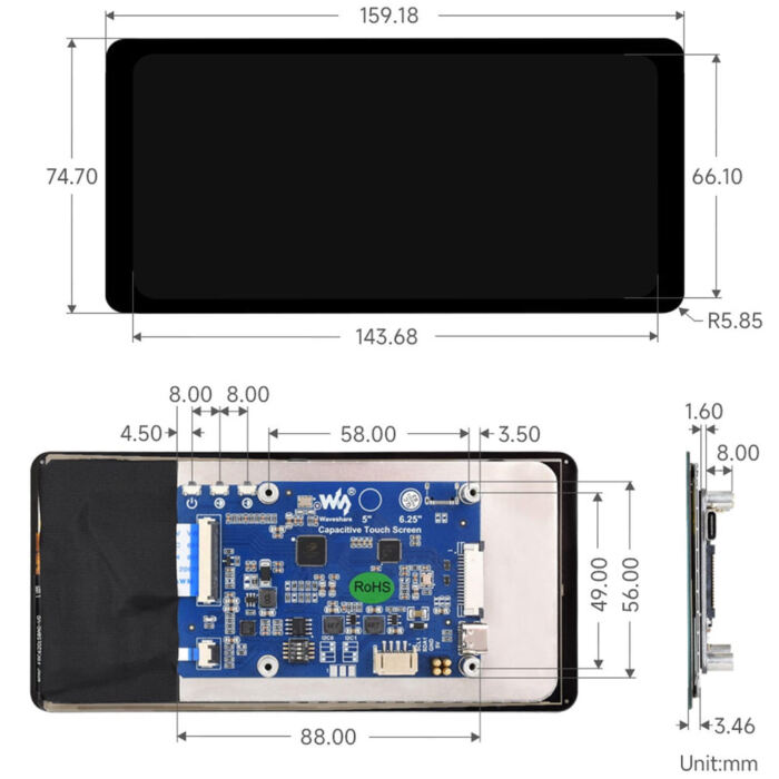 6.25inch IPS DSI Capacitive Touch Display (720 x 1560) - Image 6