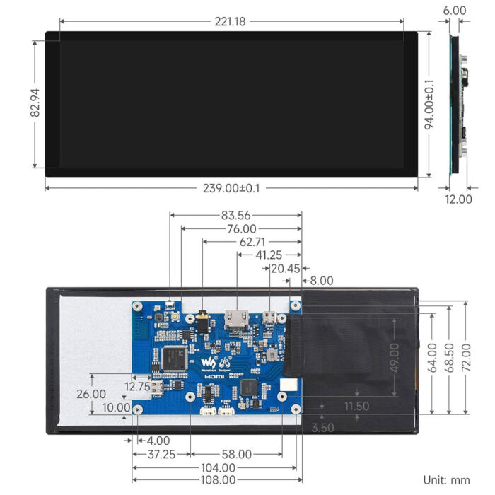 9.3inch IPS Capacitive Touch Display (1600 x 600) - Image 6